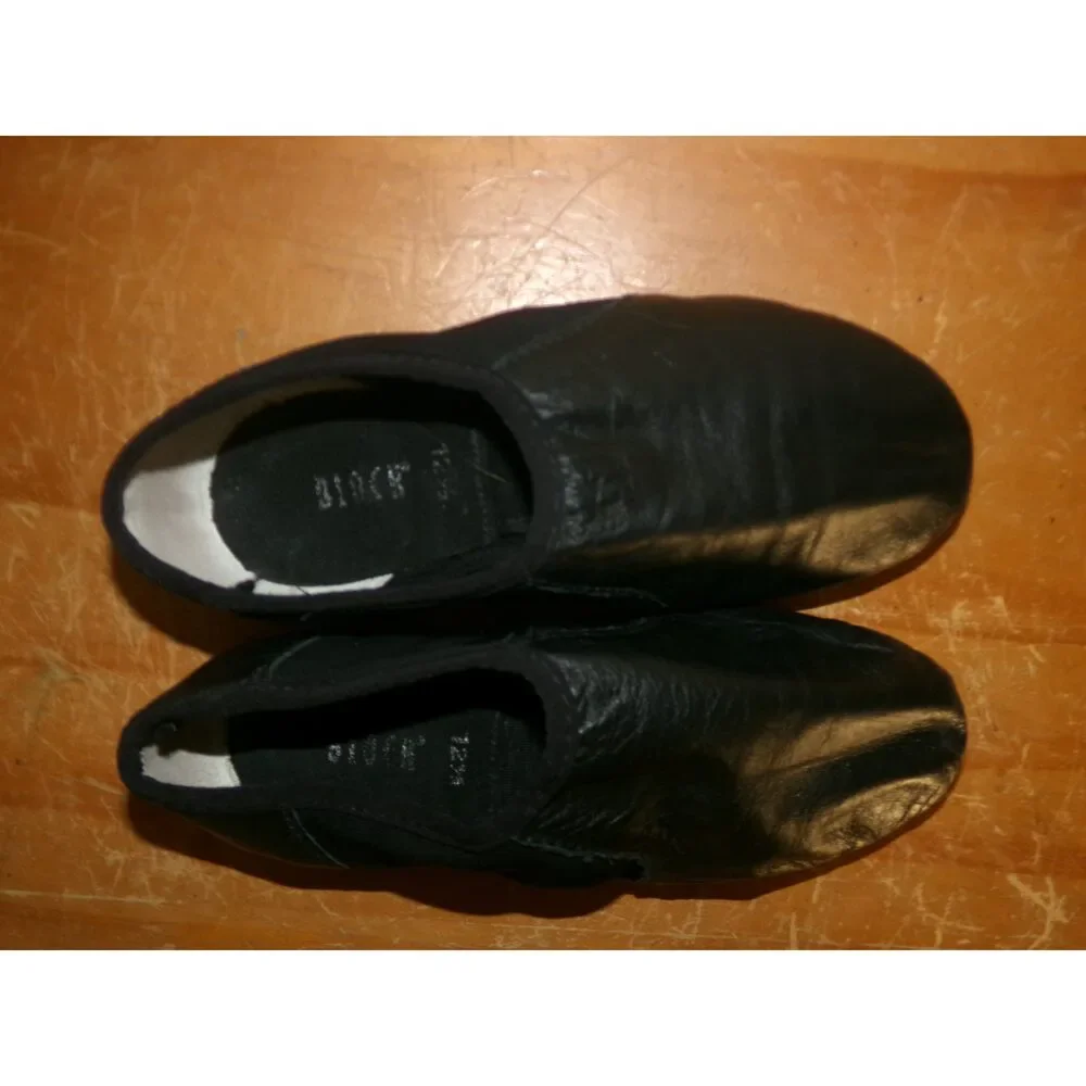 Pre-Owned Dance Jazz Shoes Bloch Child 12.5M Black Leather Slip On Split Sole